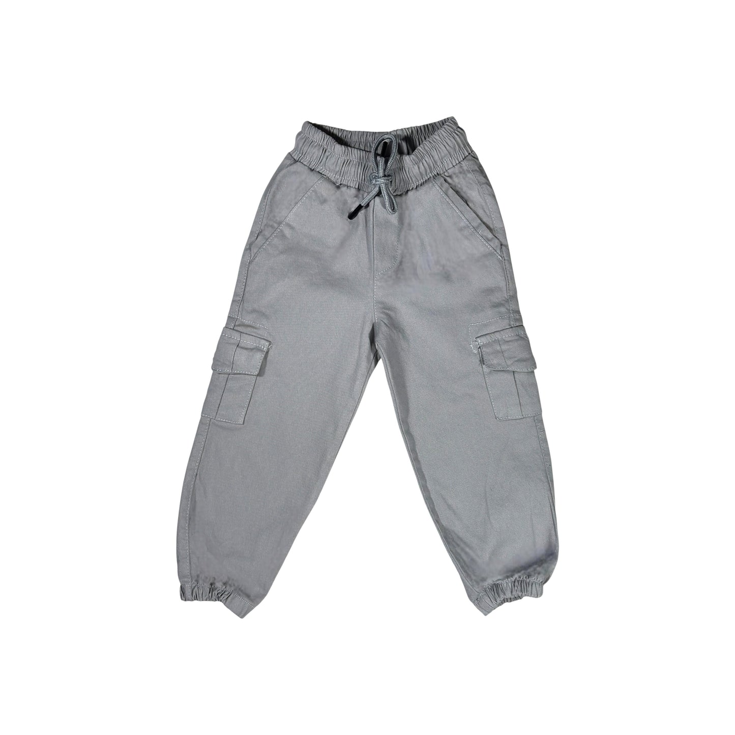 Grey Cargo Pants with Elastic Waist
