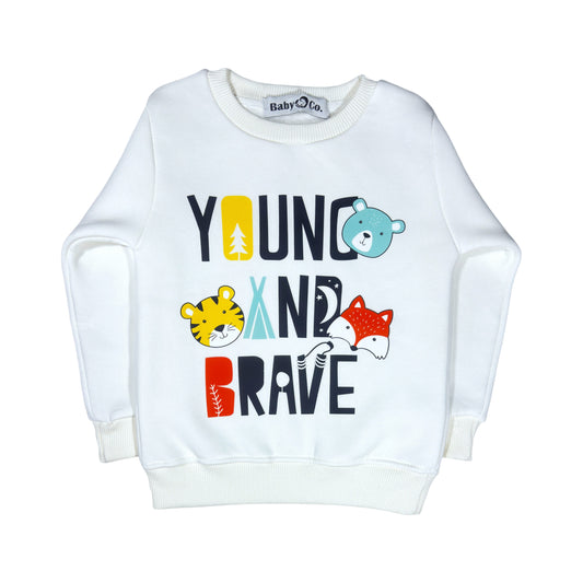 Young & Brave Off-white Melton Sweatshirt