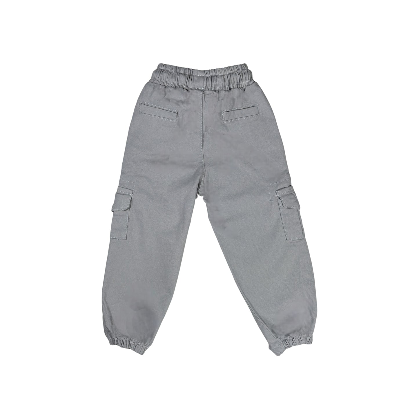 Grey Cargo Pants with Elastic Waist