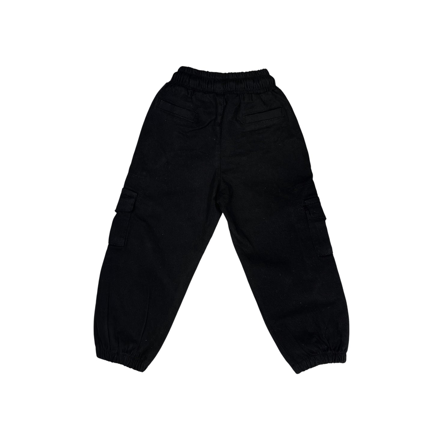 Black Cargo Pants with Elastic Waist