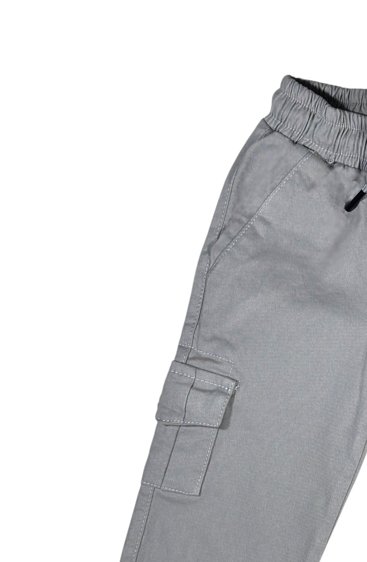 Grey Cargo Pants with Elastic Waist
