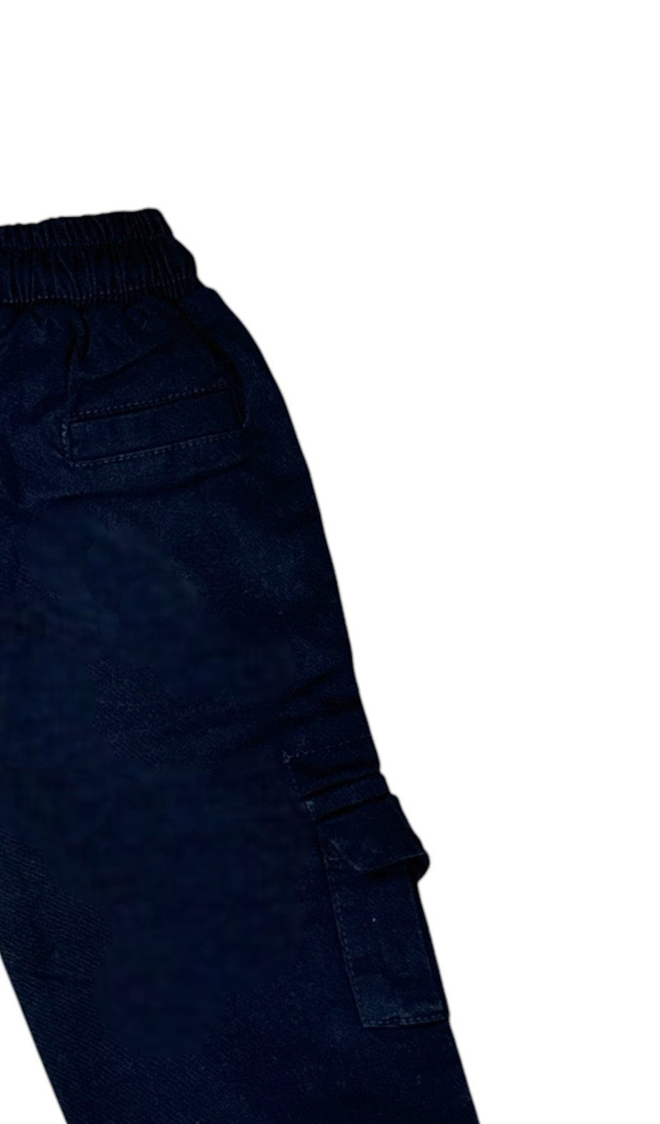 Navy Blue Cargo Pants with Elastic Waist