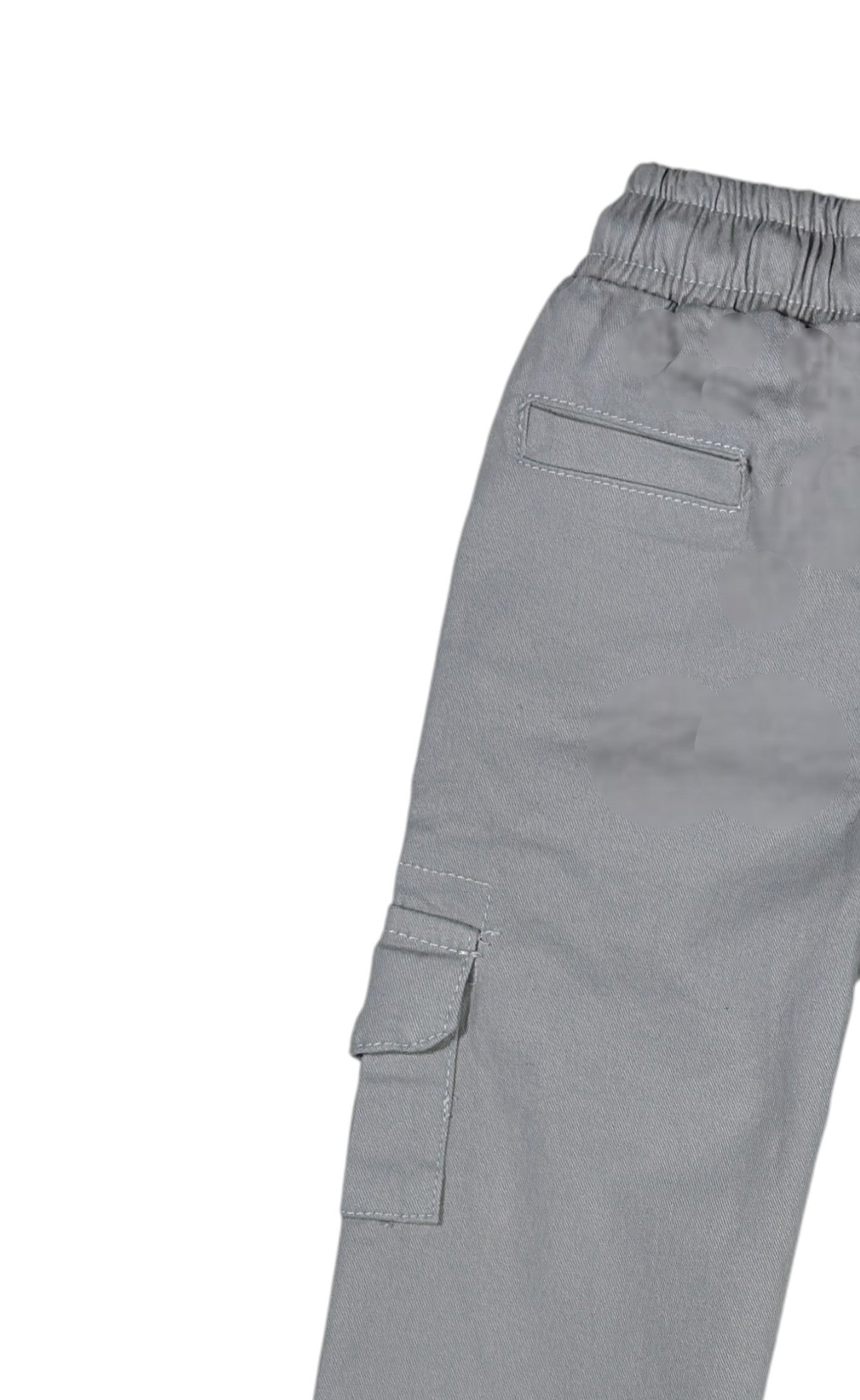 Grey Cargo Pants with Elastic Waist