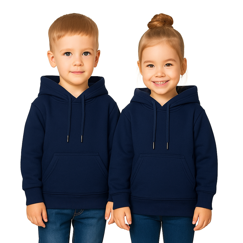 Navy Blue Hooded Melton Sweatshirt