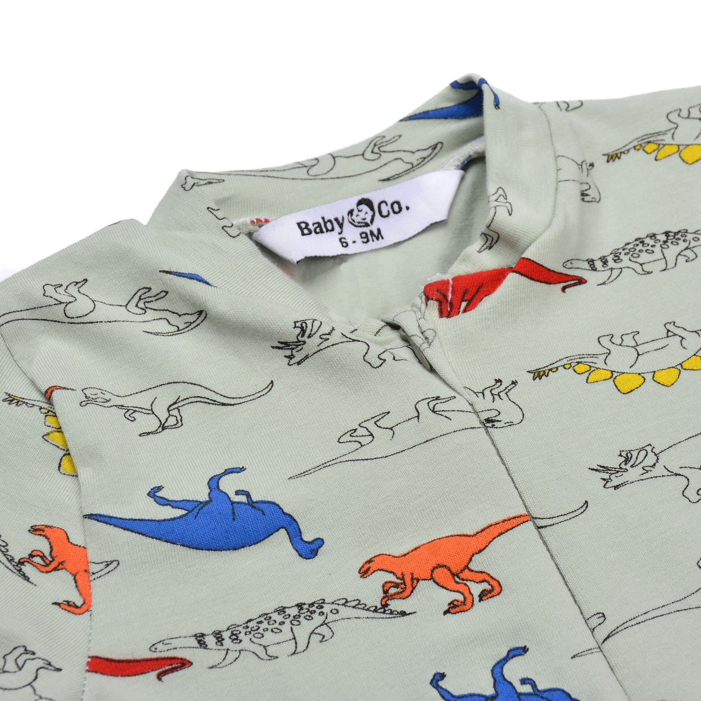 Mint Dinos Soft Cotton Baby Bodysuit With Ice Cap