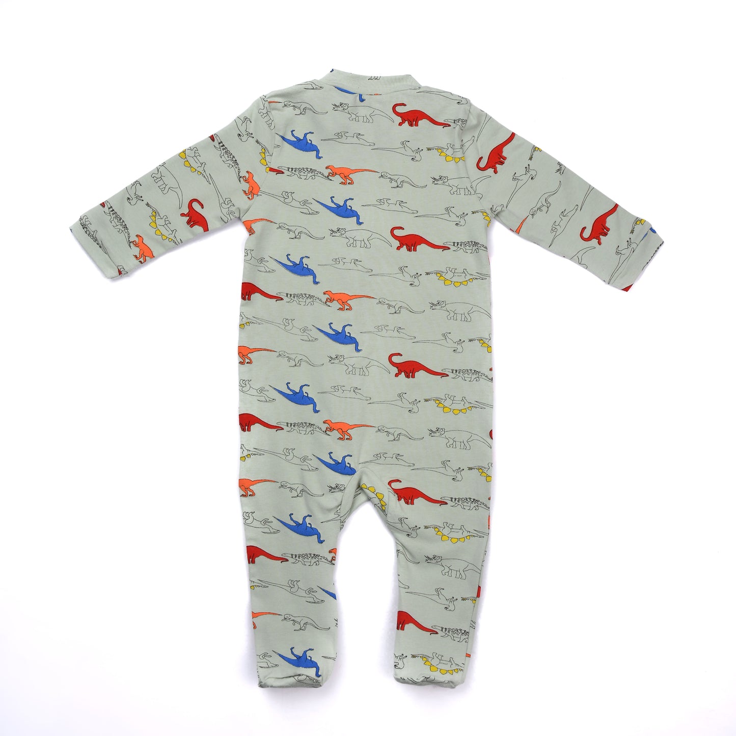 Mint Dinos Soft Cotton Baby Bodysuit With Ice Cap