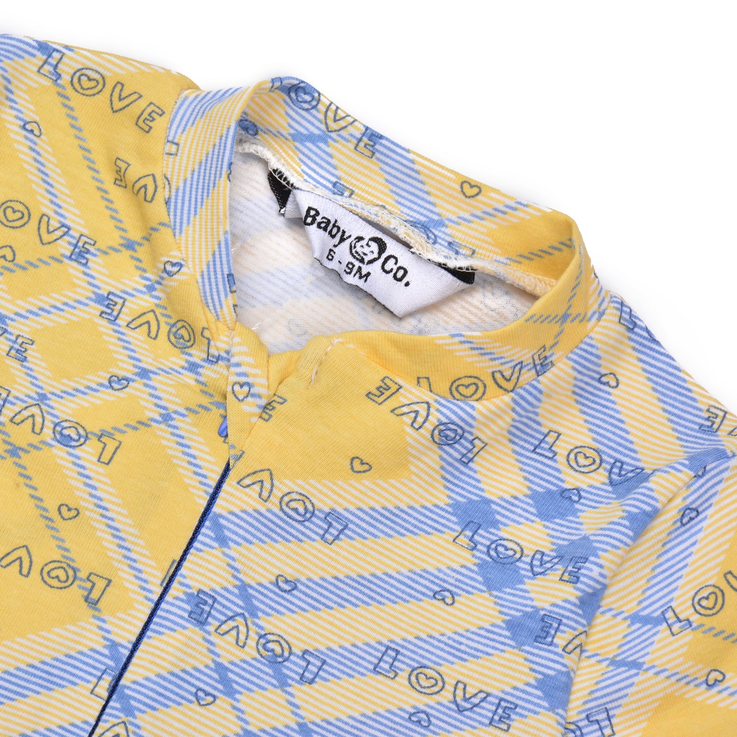 Yellow/blue Soft Cotton Baby Bodysuit With Ice Cap