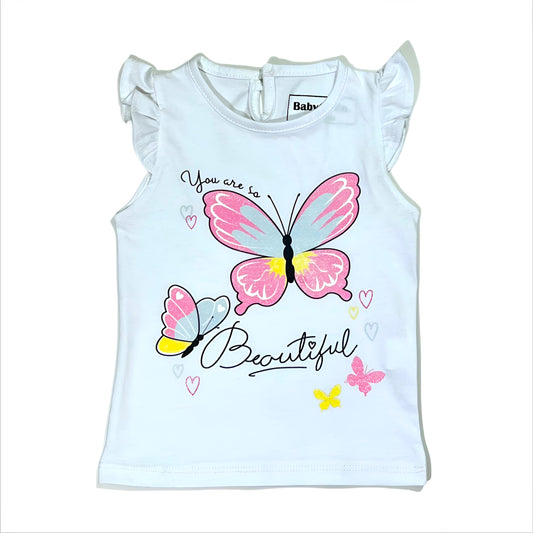 Butterfly Graphic White Cotton T-shirt