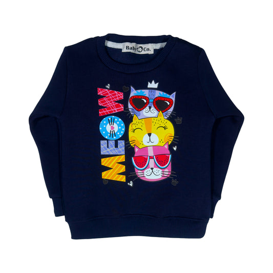Cats Navy Blue Melton Sweatshirt