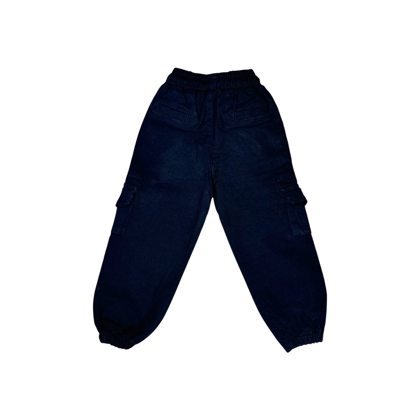 Navy Blue Cargo Pants with Elastic Waist