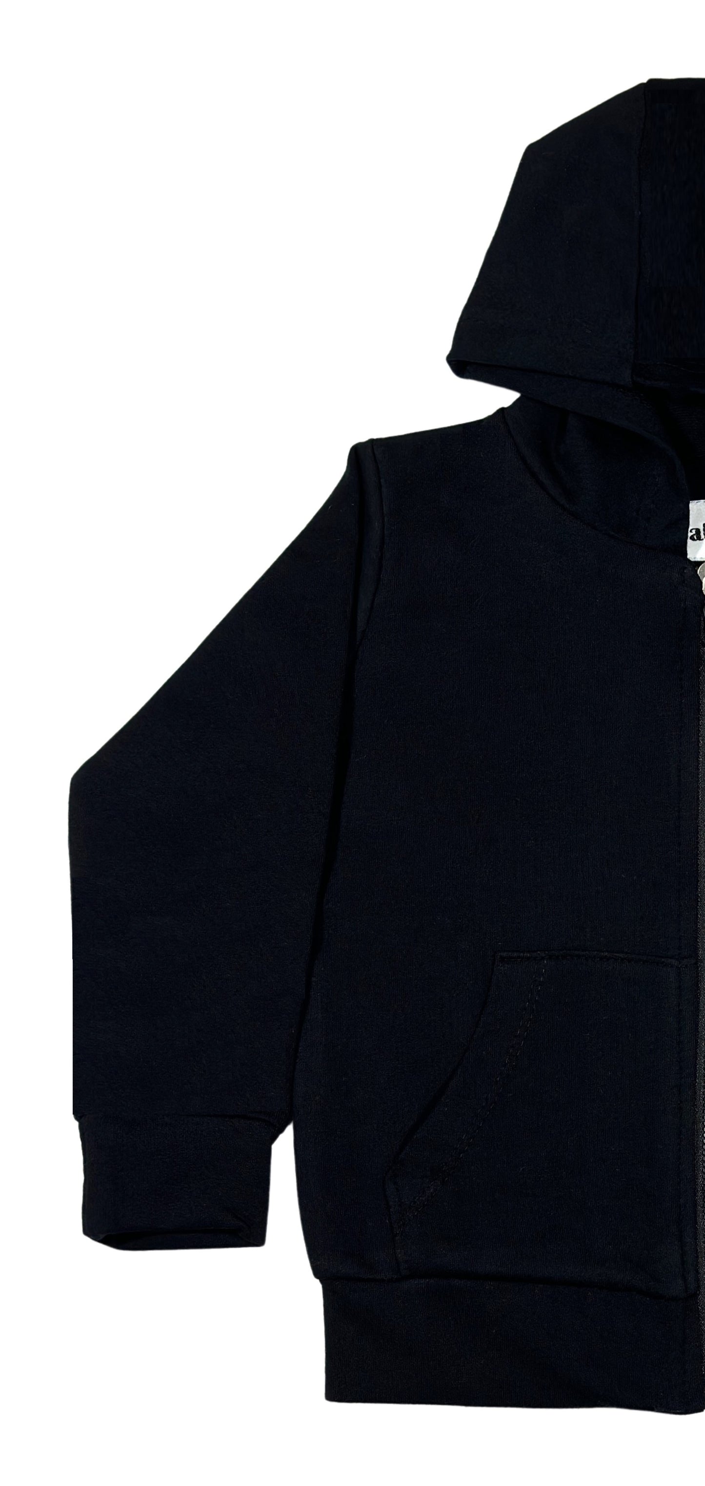 Black Casual Baby Sports Jacket (zip-up Hoodie)