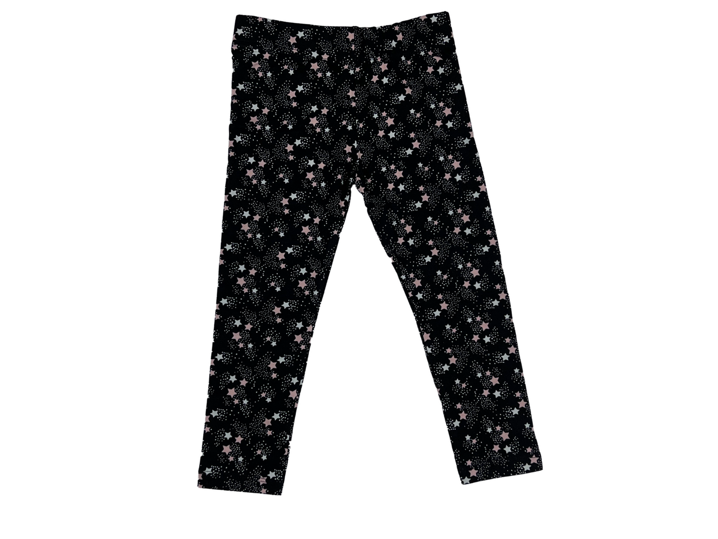 Stars Cotton Baby Set (Pink T-shirt + Black Stars Leggings)