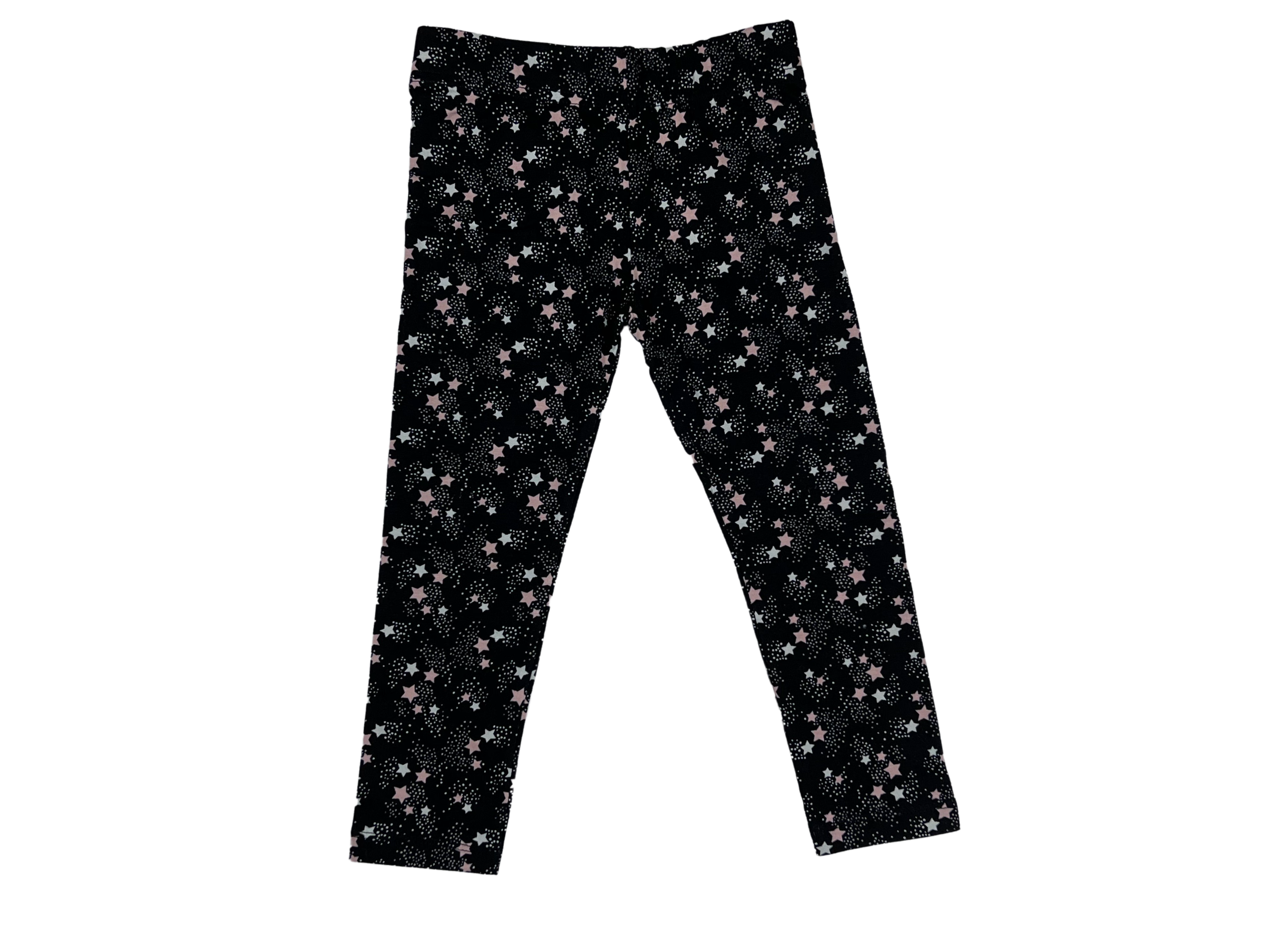 Stars Cotton Baby Set (Pink T-shirt + Black Stars Leggings)