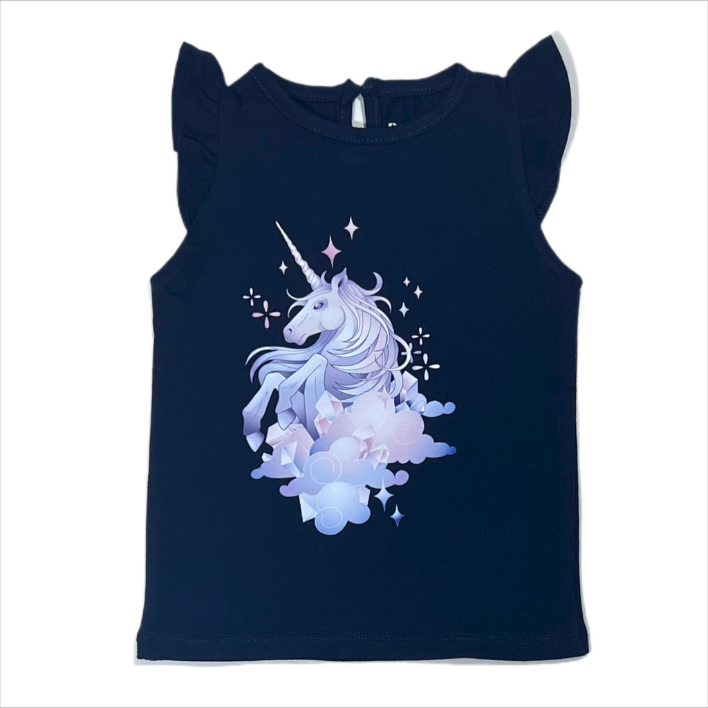 Unicorn Cotton Baby Set (Blue T-shirt + Light Grey Leggings)
