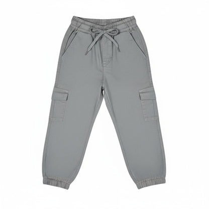 Grey Cargo Pants with Elastic Waist