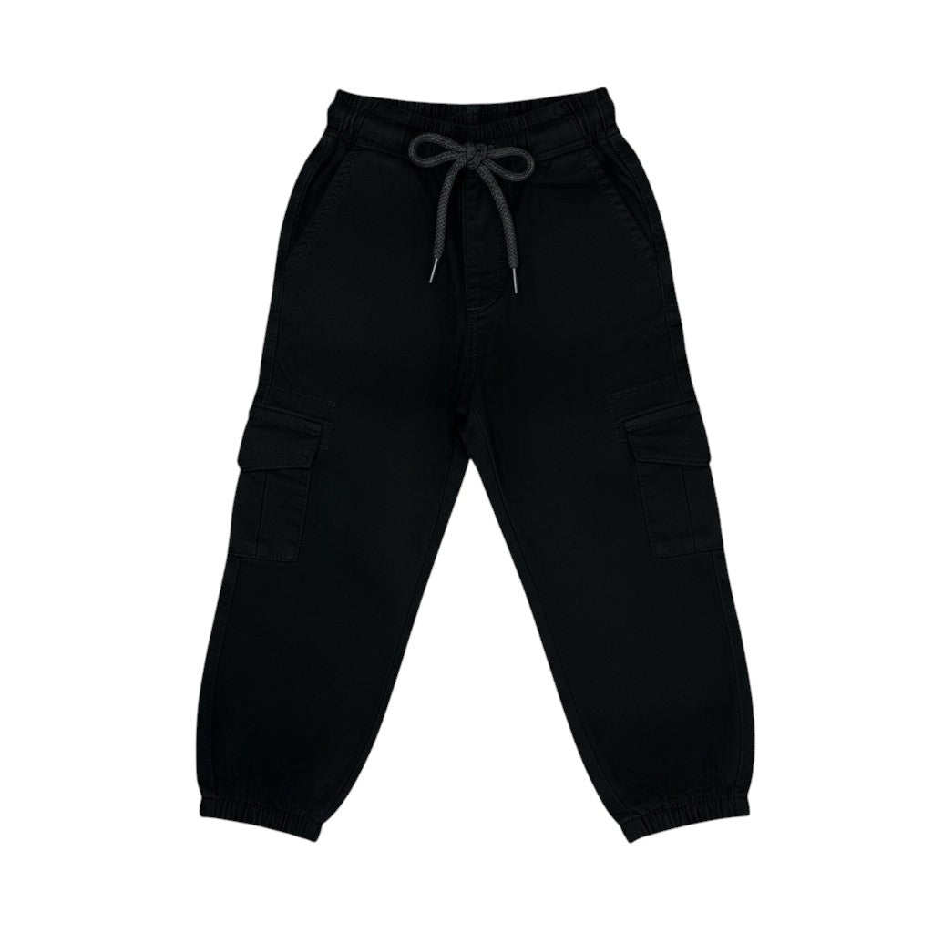 Black Cargo Pants with Elastic Waist