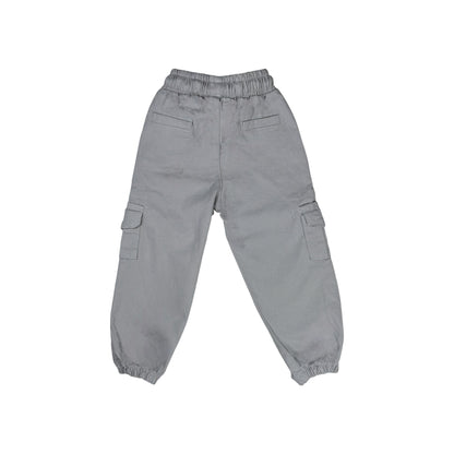 Grey Cargo Pants with Elastic Waist