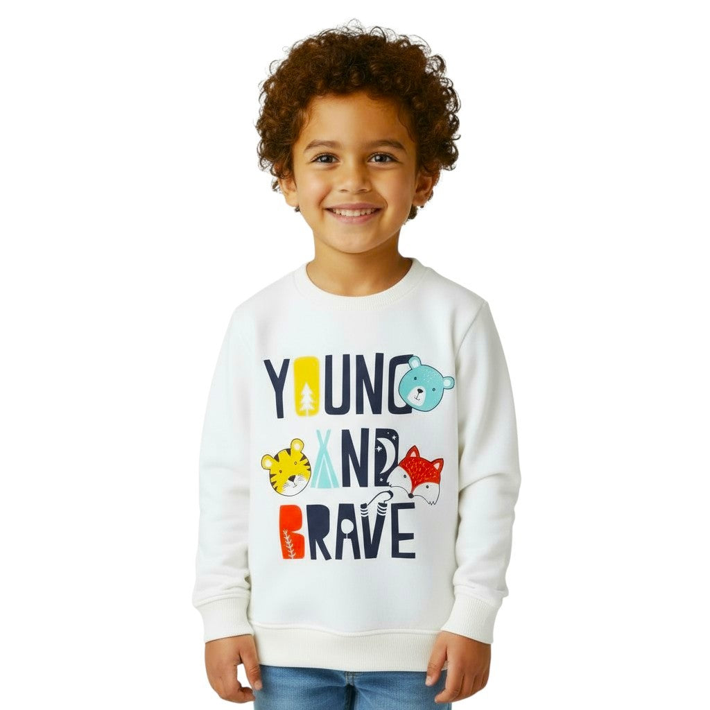 Young & Brave Off-white Melton Sweatshirt