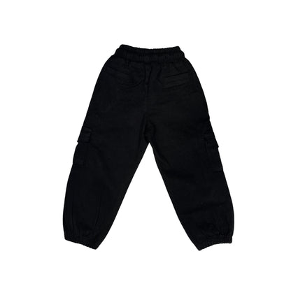 Black Cargo Pants with Elastic Waist