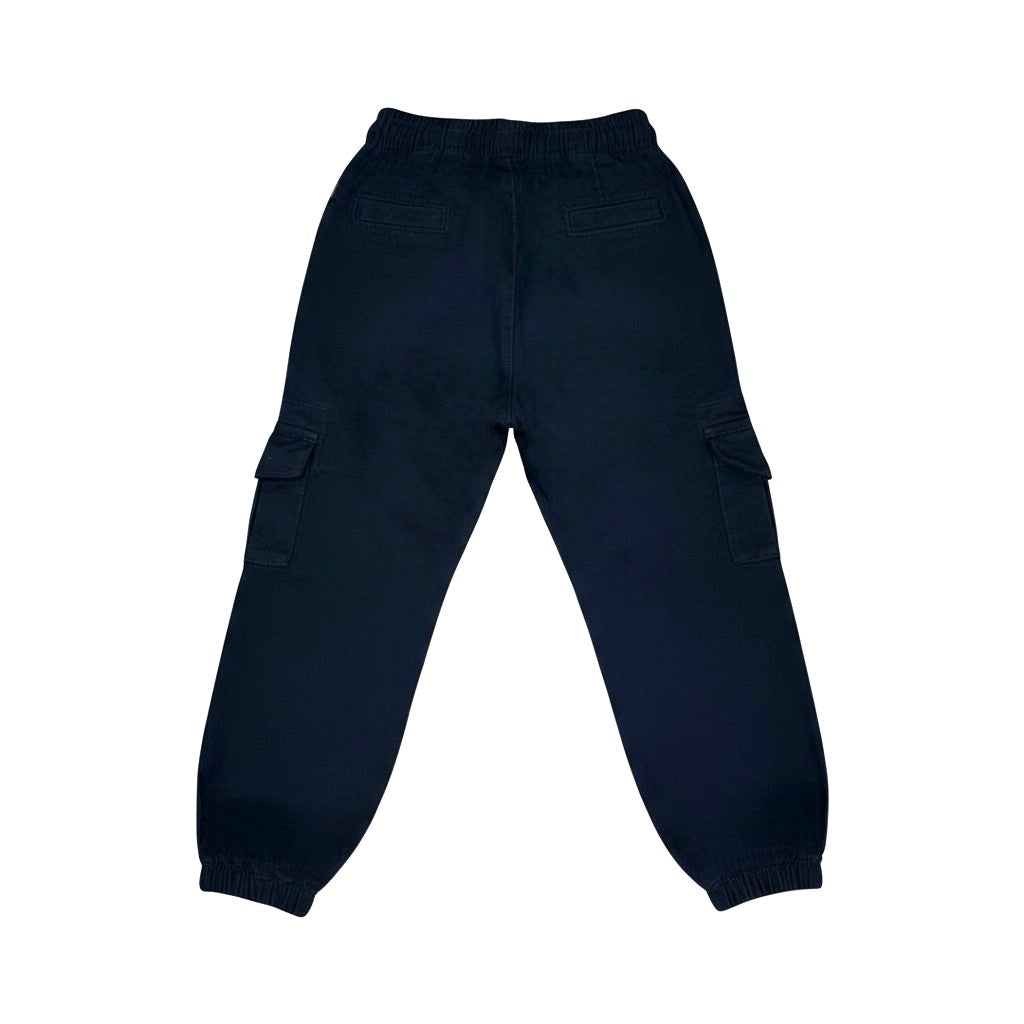 Navy Blue Cargo Pants with Elastic Waist
