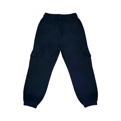 Navy Blue Cargo Pants with Elastic Waist
