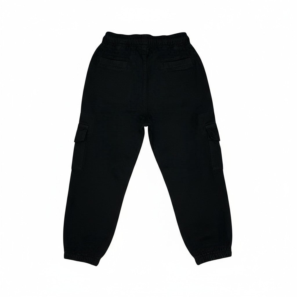 Black Cargo Pants with Elastic Waist