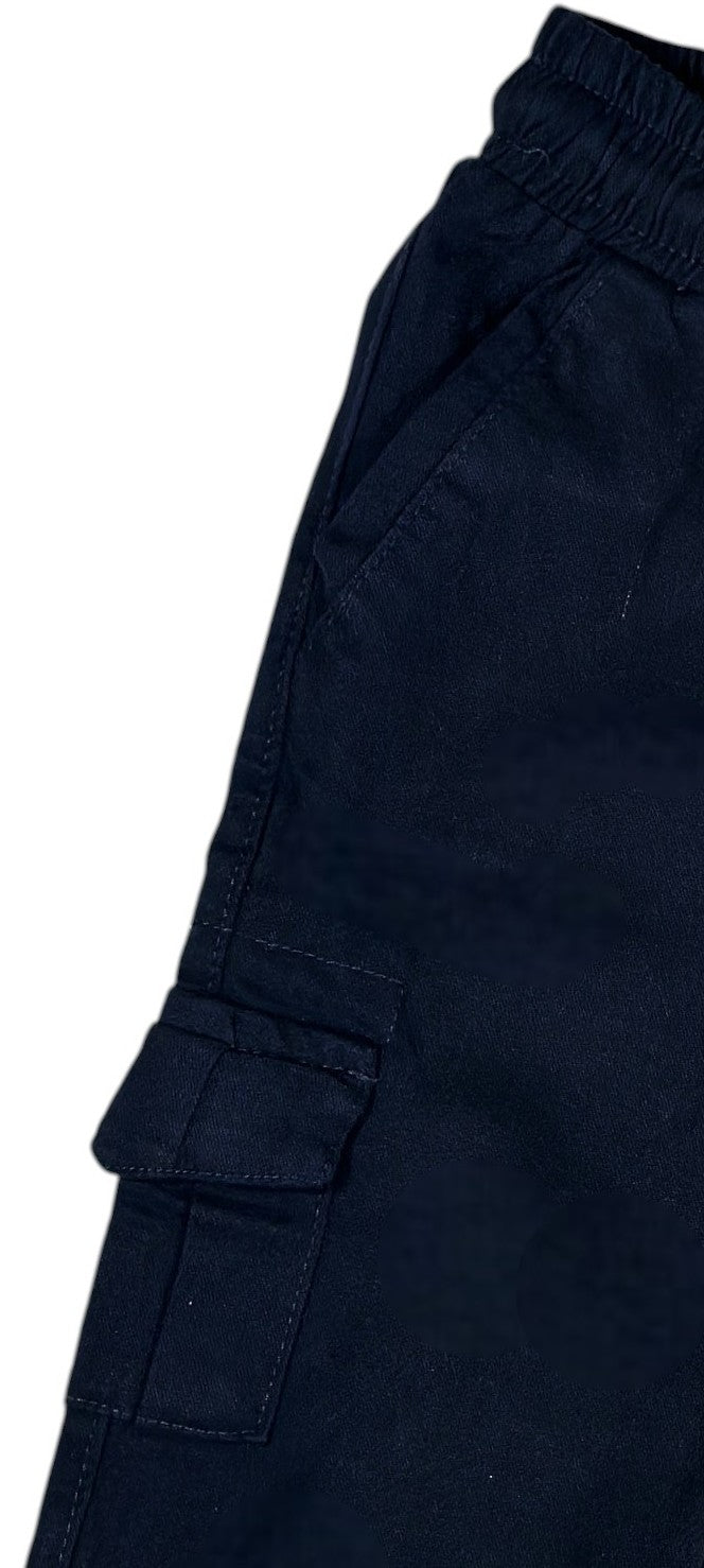 Navy Blue Cargo Pants with Elastic Waist