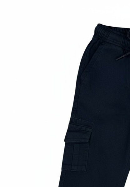 Navy Blue Cargo Pants with Elastic Waist