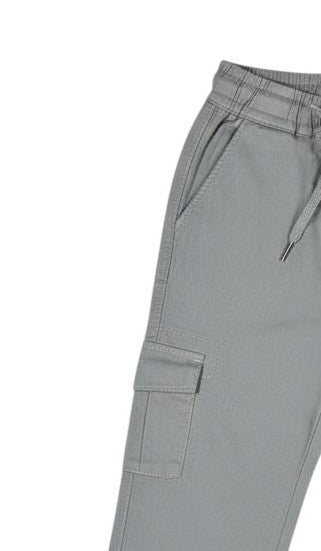 Grey Cargo Pants with Elastic Waist