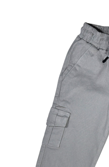 Grey Cargo Pants with Elastic Waist