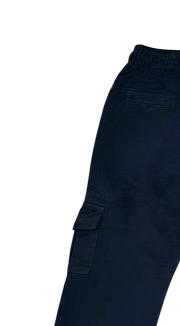 Navy Blue Cargo Pants with Elastic Waist
