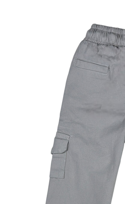 Grey Cargo Pants with Elastic Waist