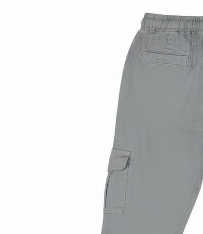 Grey Cargo Pants with Elastic Waist