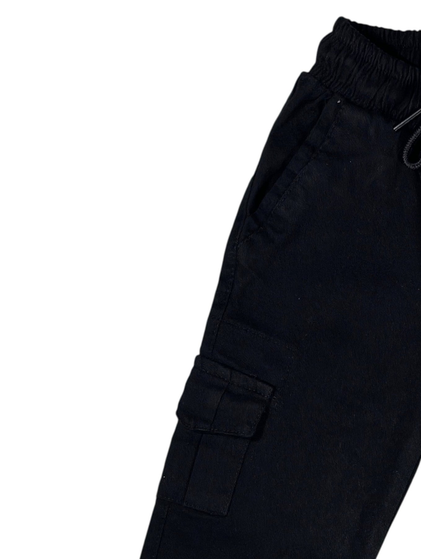 Black Cargo Pants with Elastic Waist
