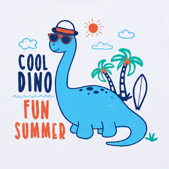 Cool Dino White Boys T-shirt