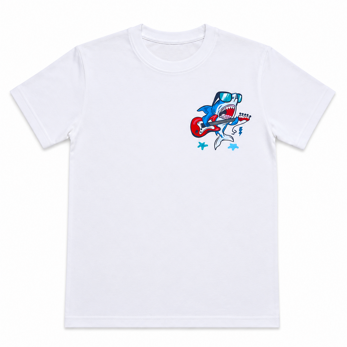 Shark with Guitar White Boys T-shirt