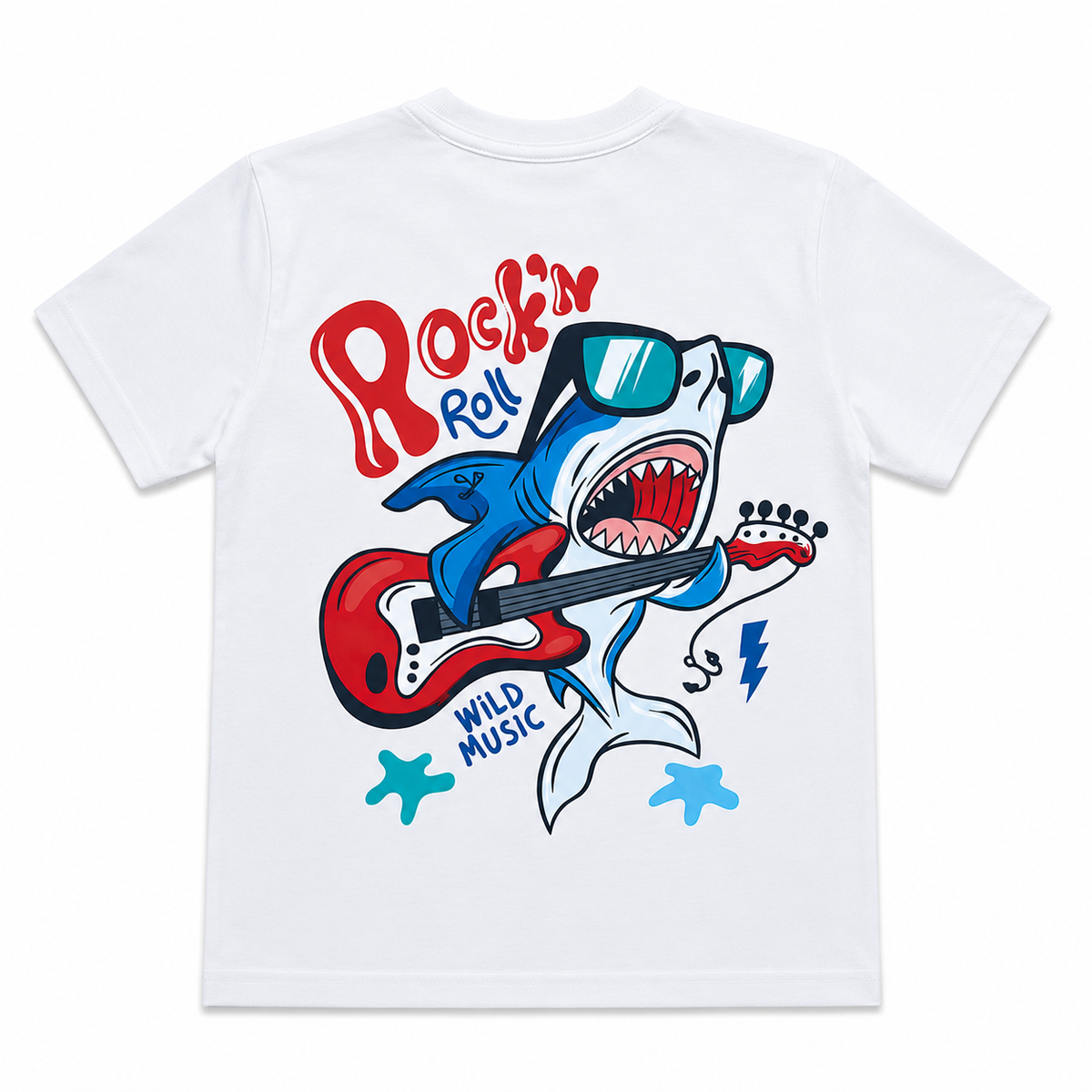 Shark with Guitar White Boys T-shirt