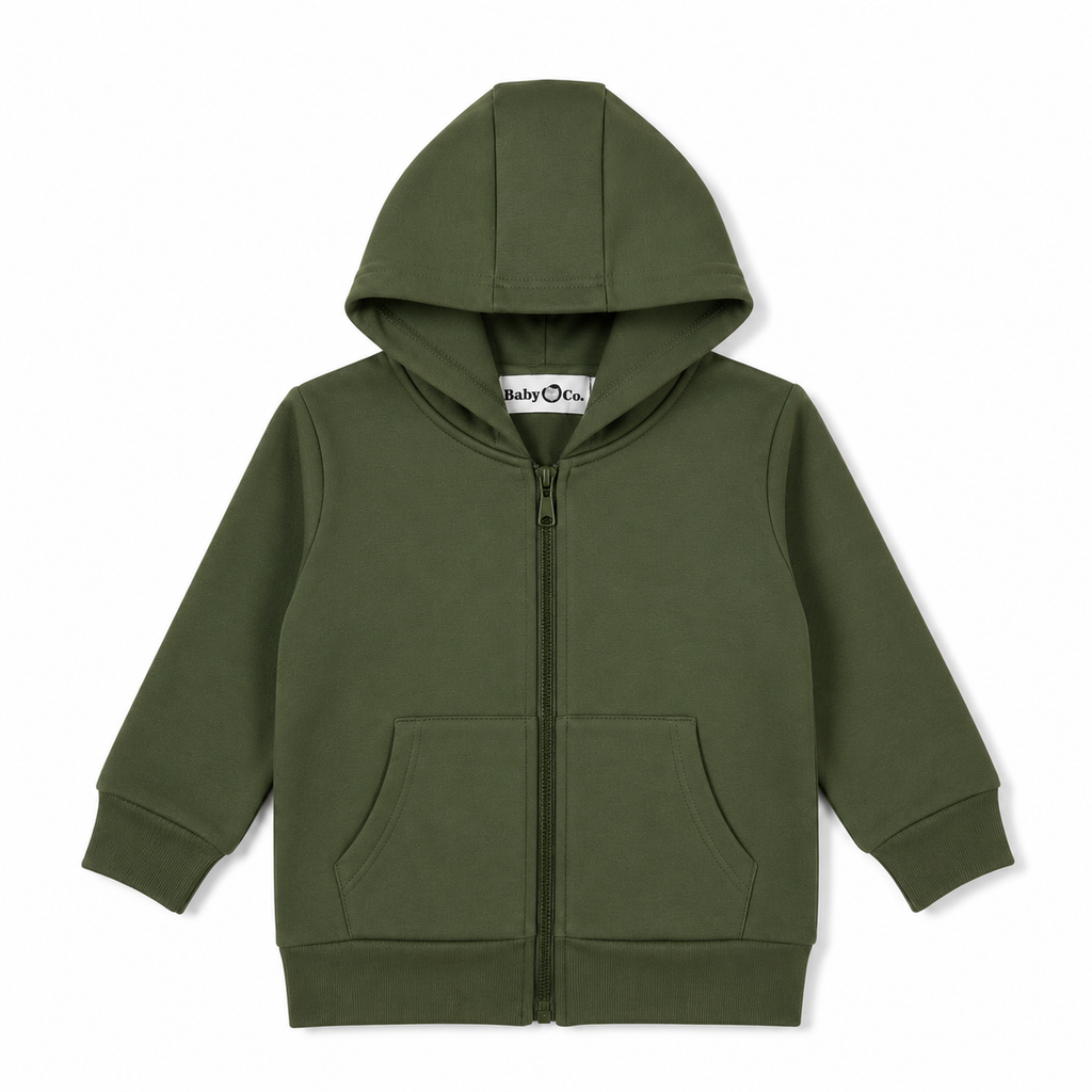 Olive green Zip up Hoodie Sports Jacket