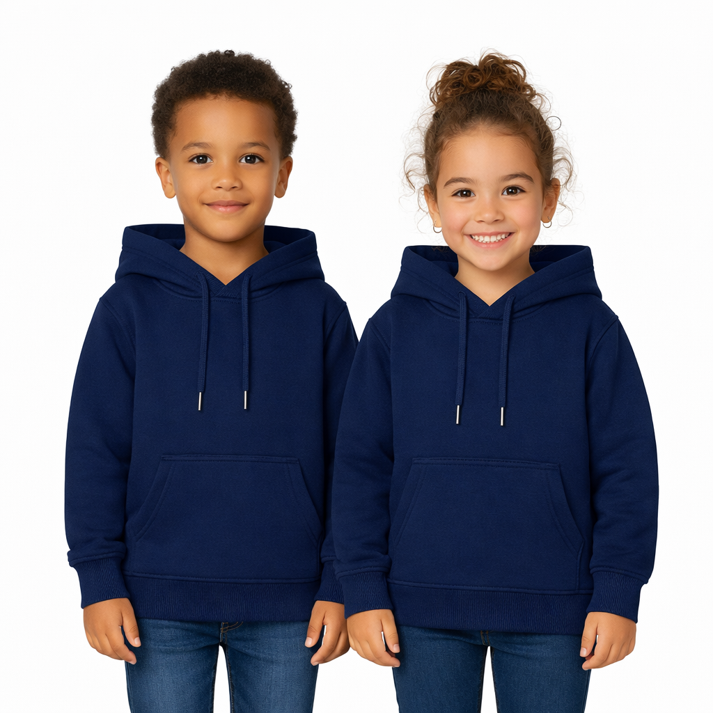 Navy Blue Hooded Melton Sweatshirt (Hoodie)