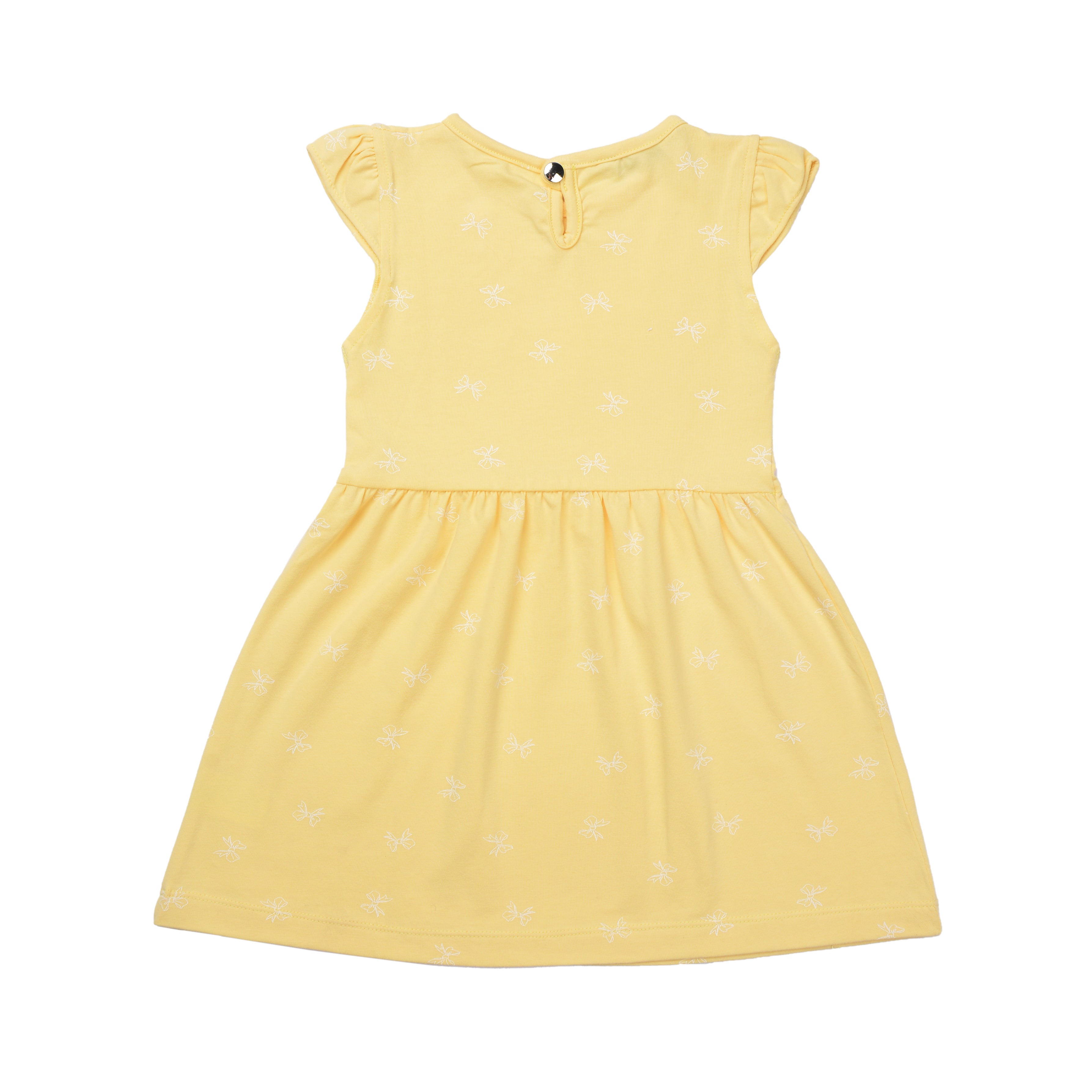 فستان أصفر مطبوع مع رباط رأس