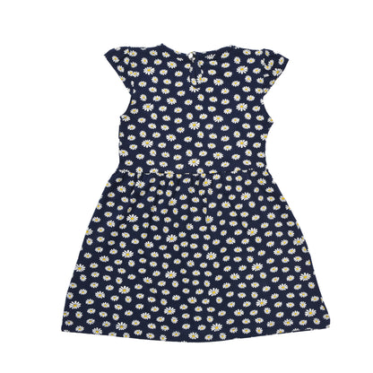 Blue Flowers Printed Dress With Head Band