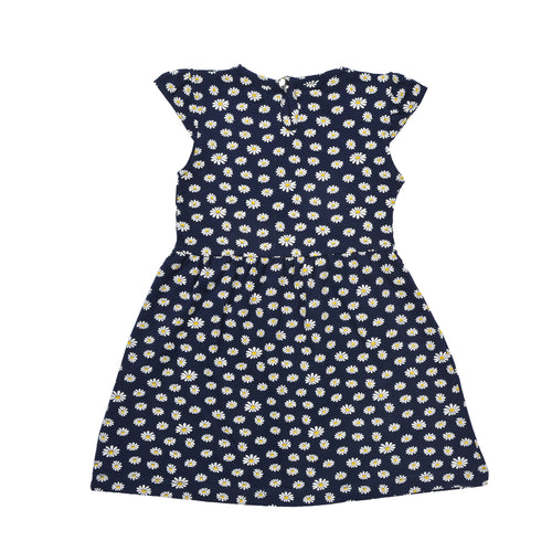 Blue Flowers Printed Dress With Head Band