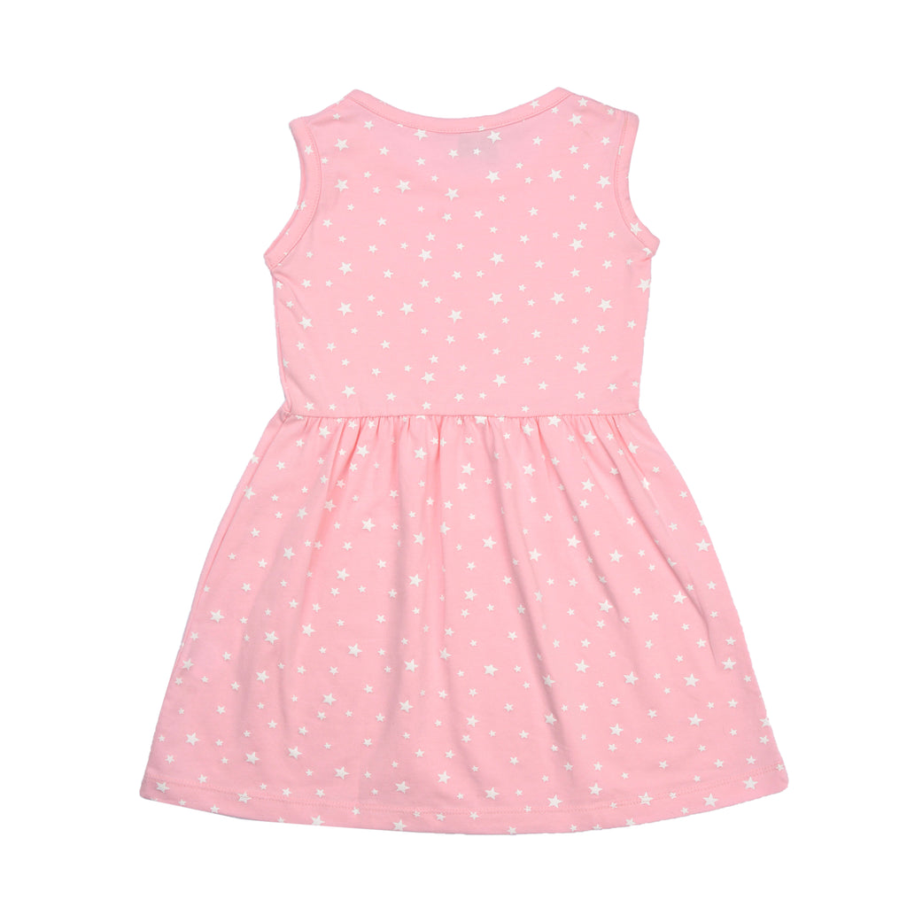 فستان مطبوع عليه نجوم وردية مع رباط رأس