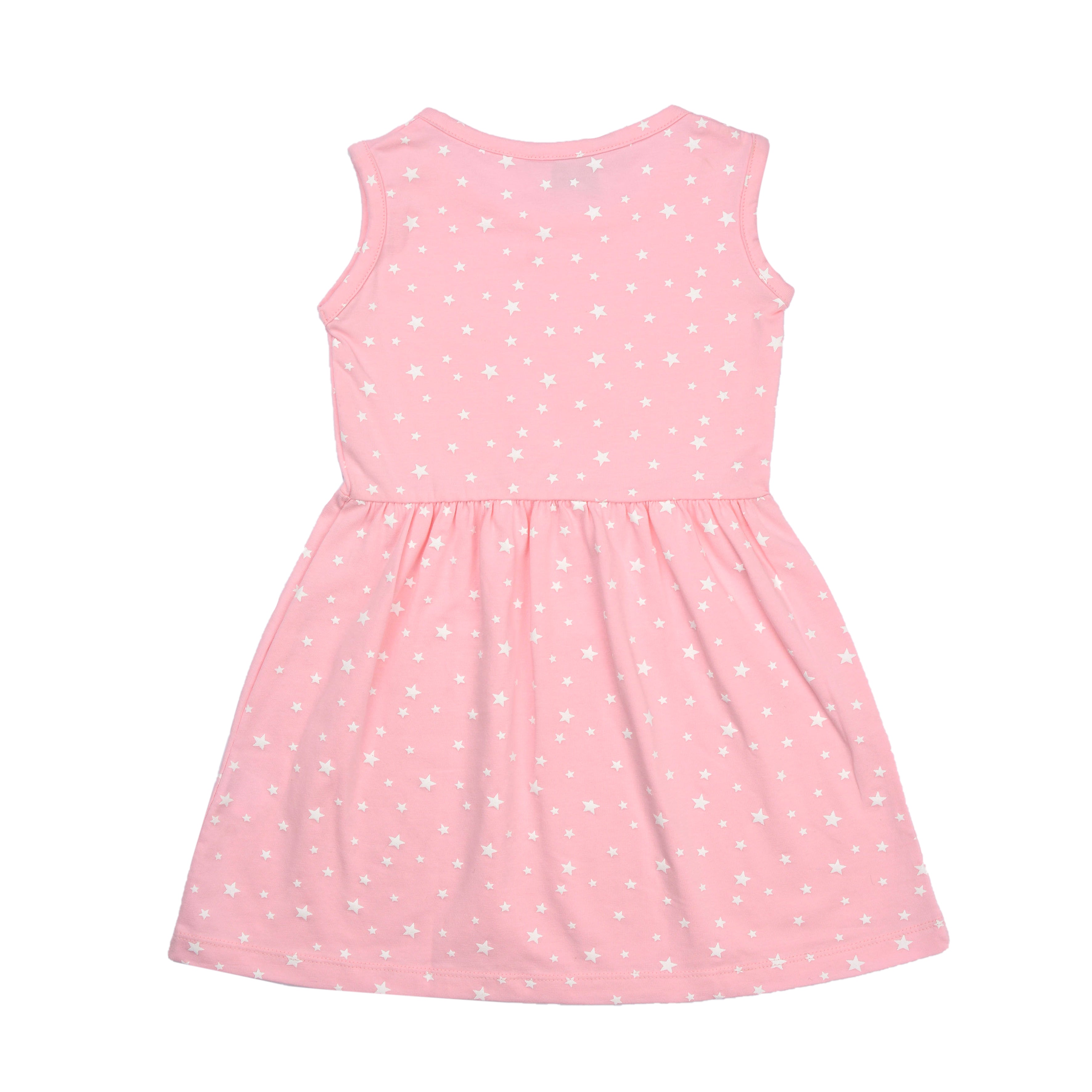 فستان مطبوع عليه نجوم وردية مع رباط رأس