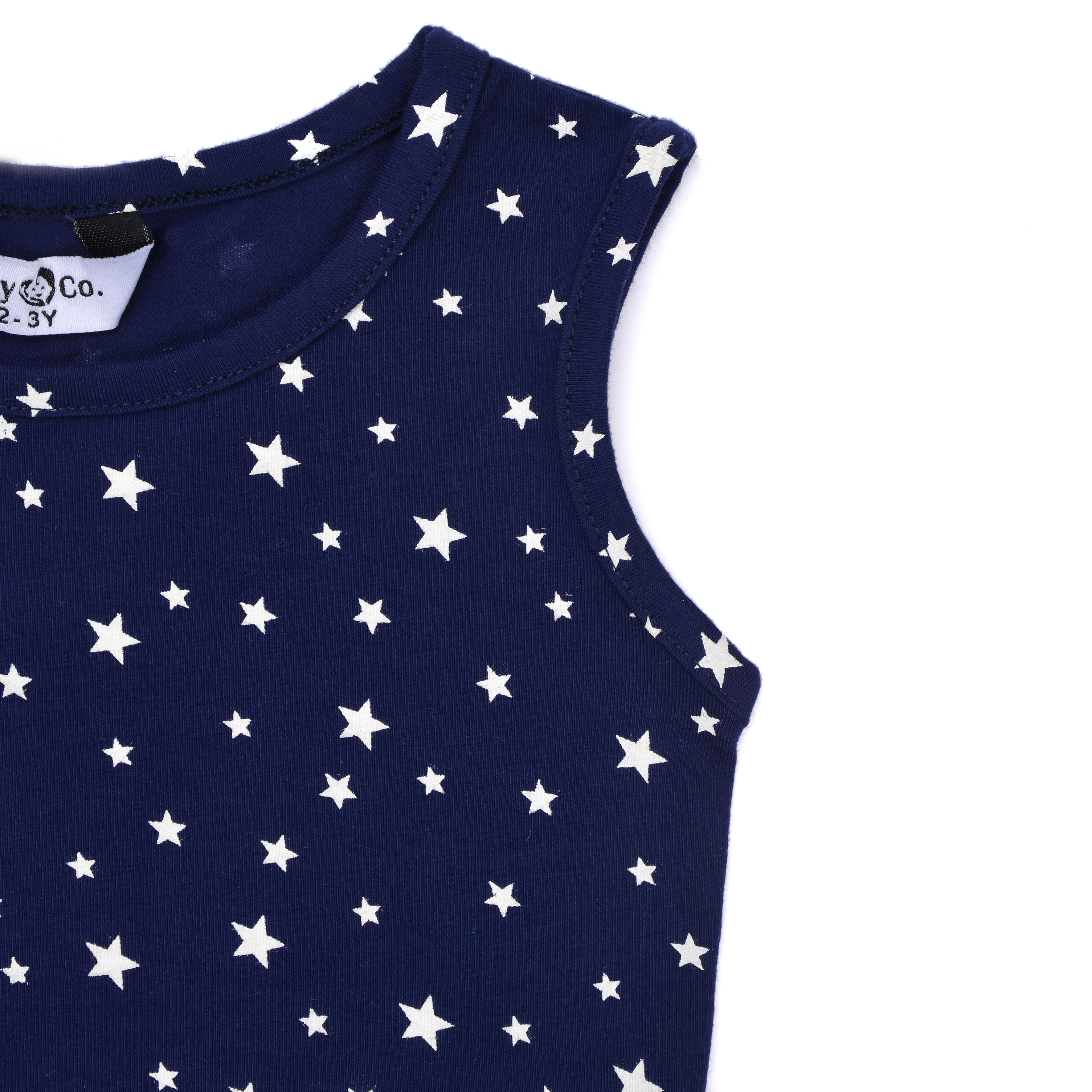 فستان مطبوع عليه نجوم زرقاء مع رباط رأس