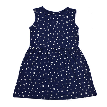 Blue Stars Printed Dress With Headband