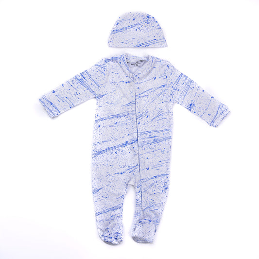 Blue Stylish Soft Cotton Baby Bodysuit With Ice Cap