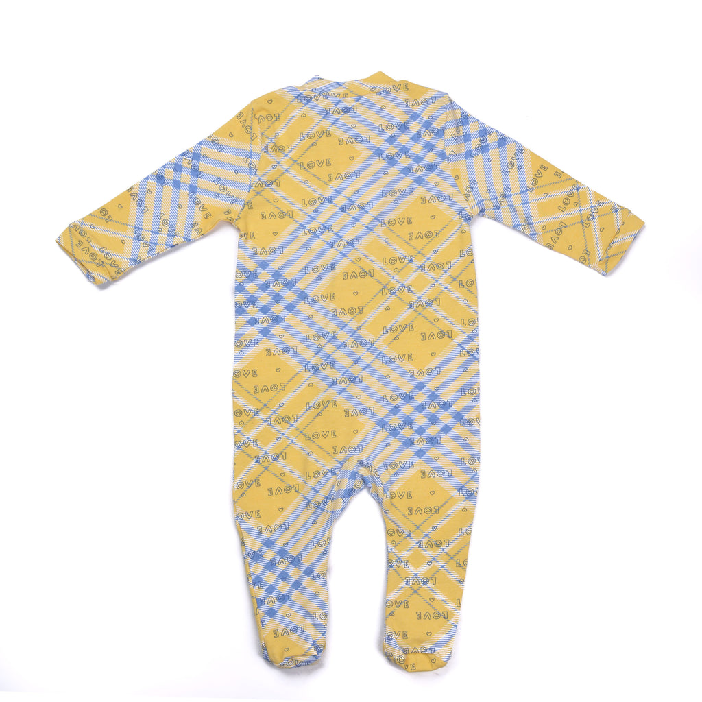 Yellow/blue Soft Cotton Baby Bodysuit With Ice Cap