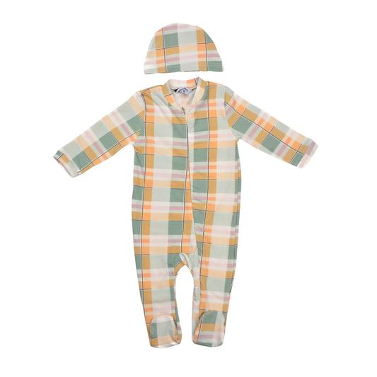 Mint Printed Soft Cotton Baby Bodysuit With Ice Cap