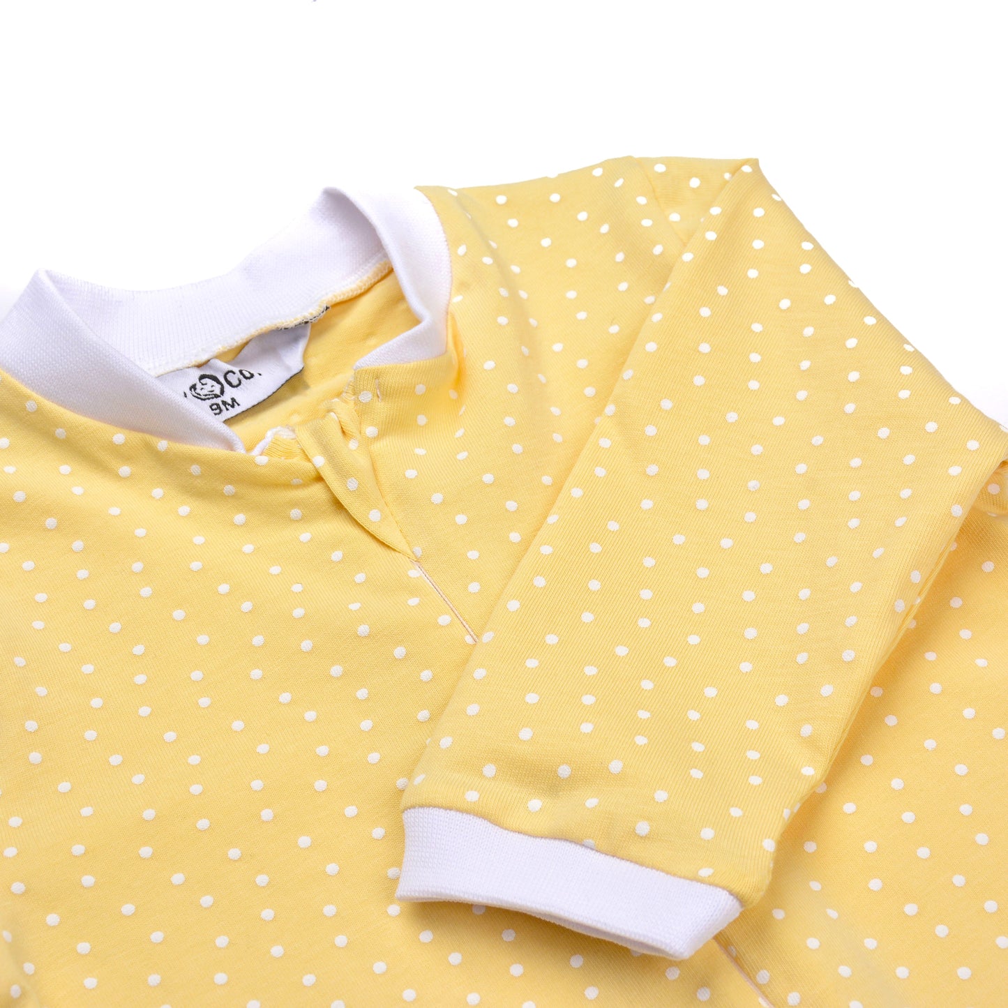 Yellow Dotted Soft Cotton Baby Bodysuit With Ice Cap